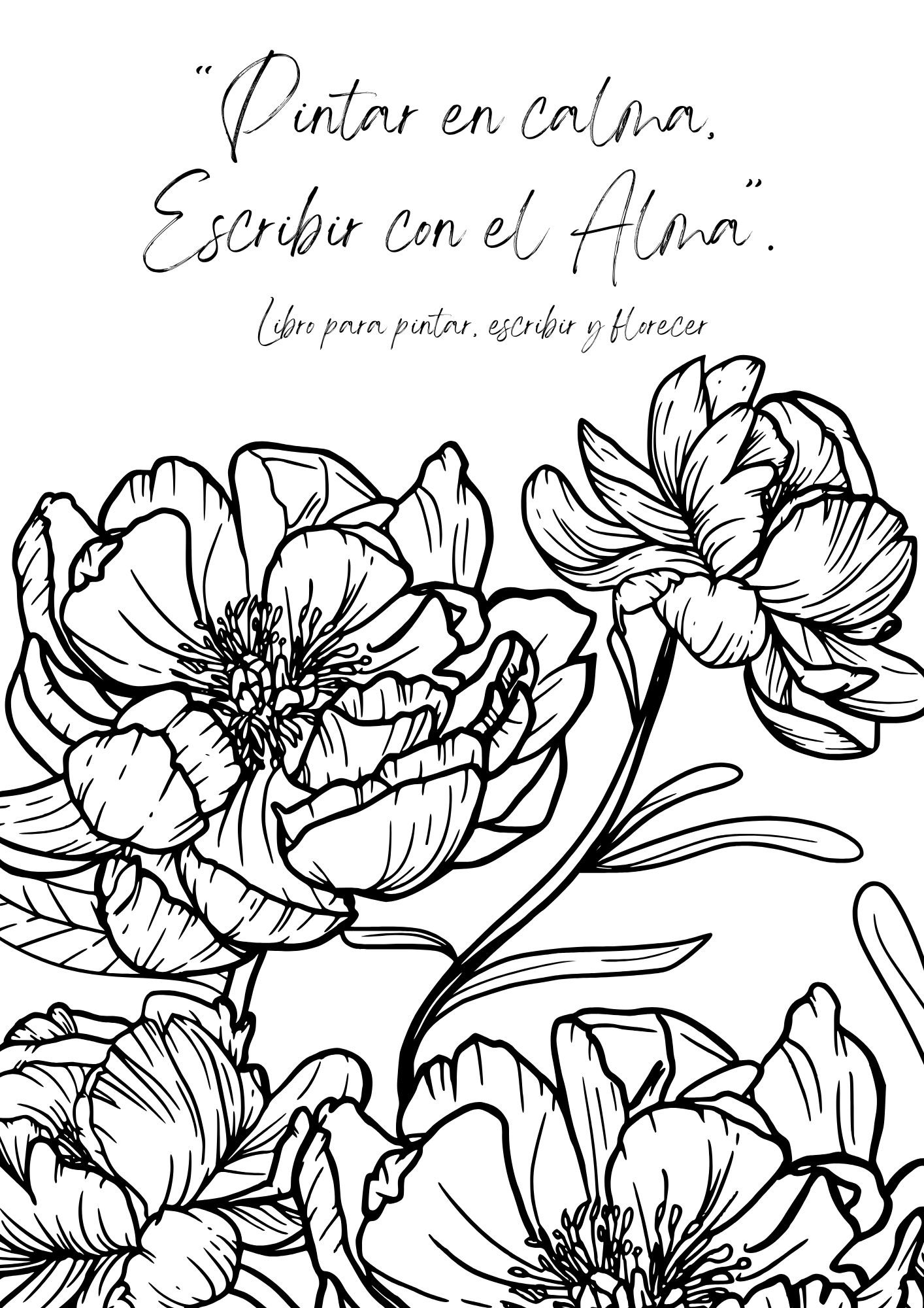 Libro de Flores para Pintar, Escribir y Florecer en Calma